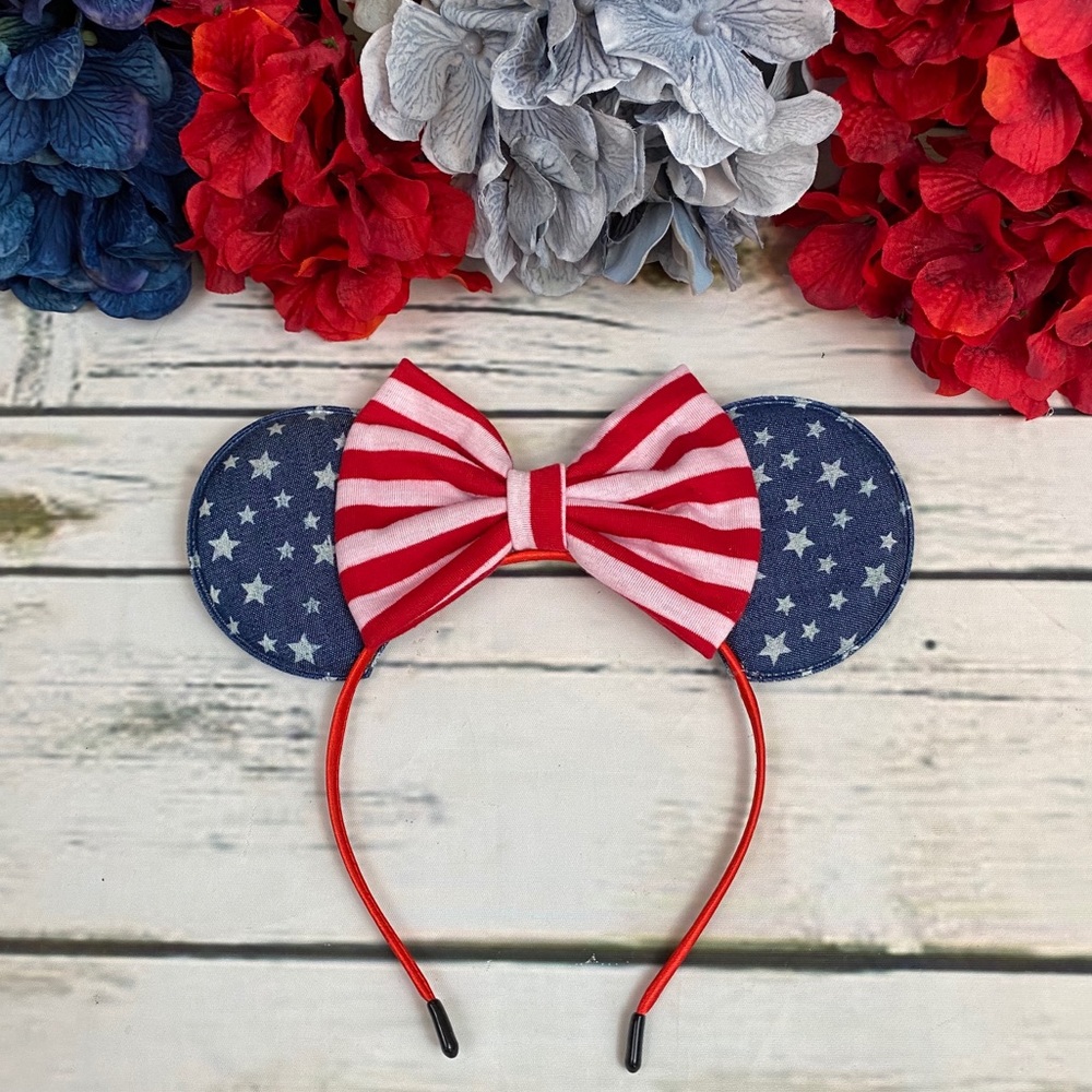 Minnie Mouse Red, White & Blue Headband with Bow - Picture 2 of 8